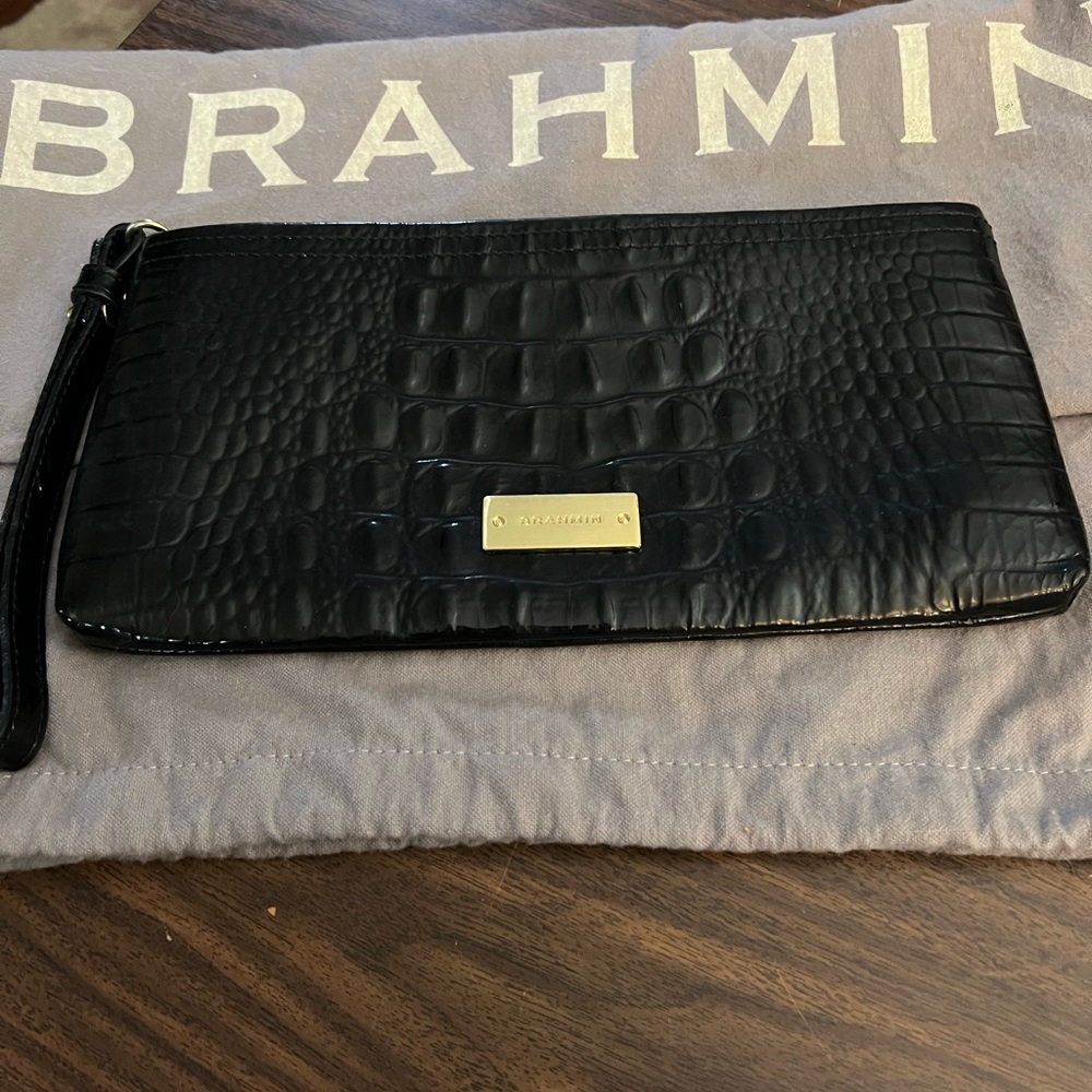 BRAHIM WRISTLET BAG - BLACK LEATHER